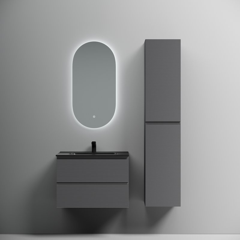 Тумба с раковиной Sancos Folk 70 grey soft, раковина CN7007MB