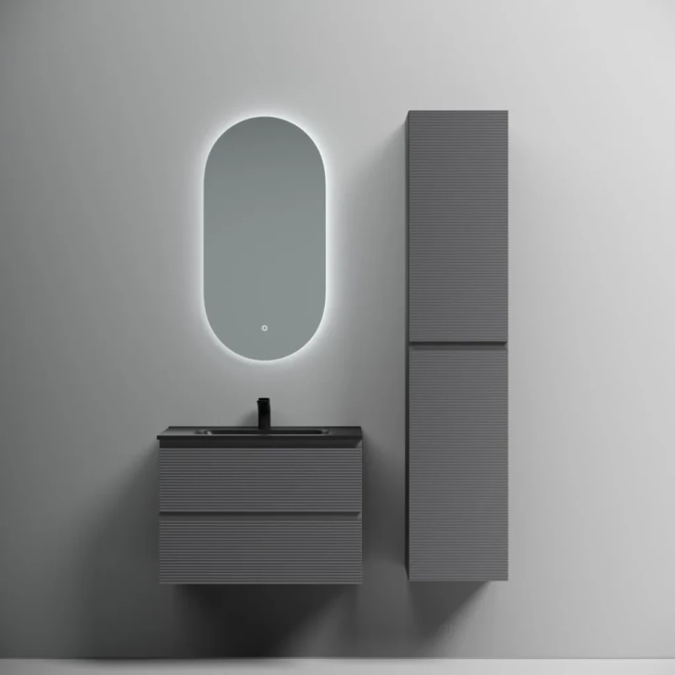Тумба с раковиной Sancos Folk 70 grey soft, раковина CN7007MB