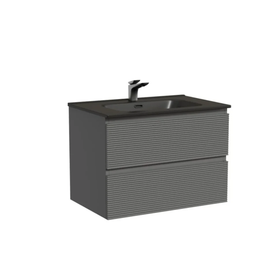 Тумба с раковиной Sancos Folk 70 grey soft, раковина CN7007MB