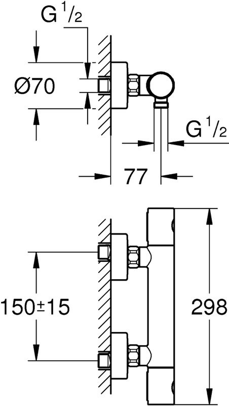 Душевой комплект Термостат Grohe Grohtherm 800 Cosmopolitan 34765000 + Стойка New Tempesta Cosmopolitan 27394002