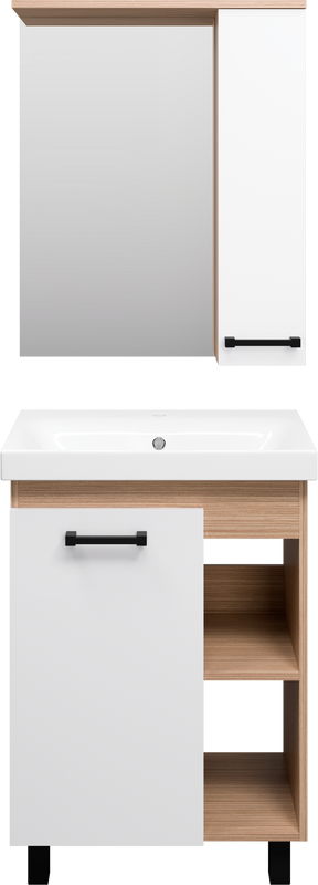 Мебель для ванной комнаты Misty Крафт 60 белая, светлое дерево