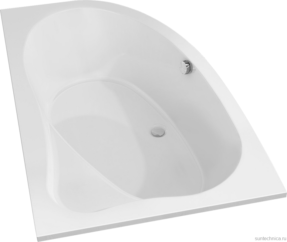 Акриловая ванна Riho Lyra R 155x100 см, угловая, правая, пристенная, белая, асимметричная, с каркасом, со сливом-переливом