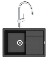 Комплект Мойка Florentina Липси 760 антрацит + Смеситель Grohe Minta 3291800E хром