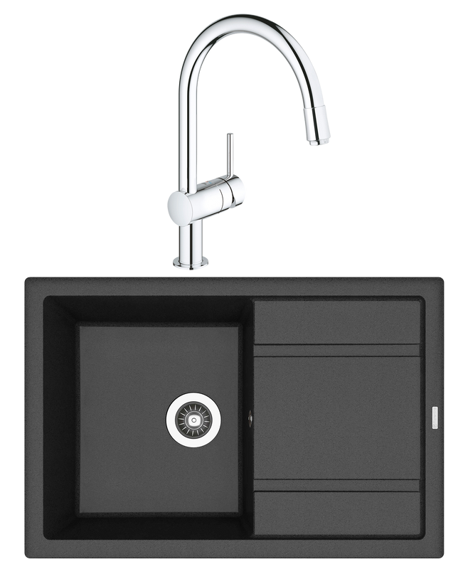 Комплект Мойка Florentina Липси 760 антрацит + Смеситель Grohe Minta 3291800E хром