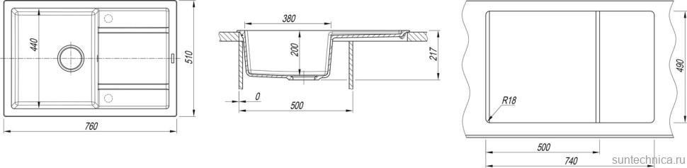 Комплект Мойка Florentina Липси 760 антрацит + Смеситель Grohe Minta 3291800E хром