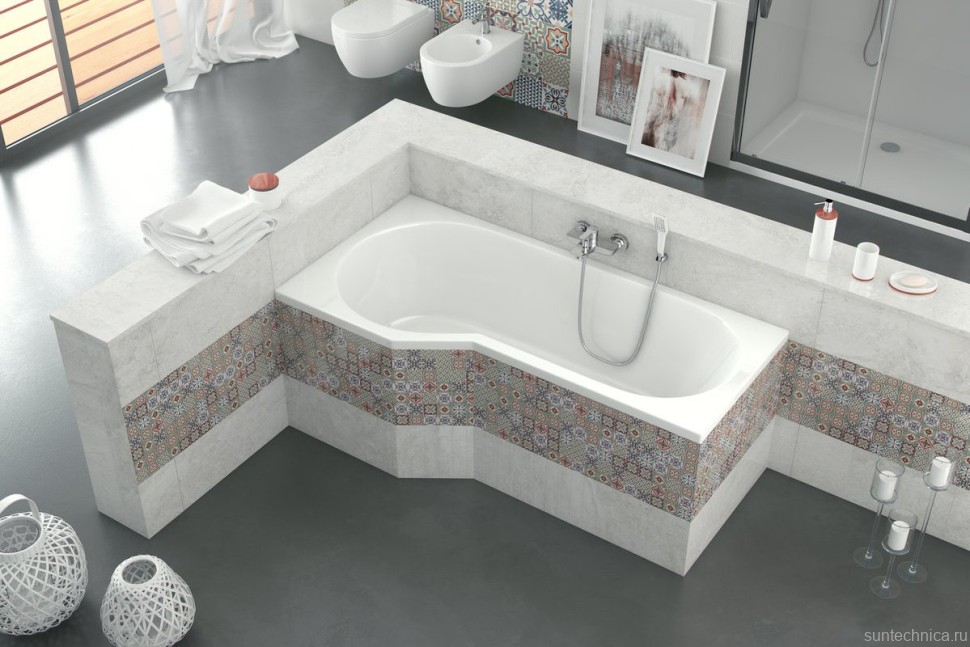 Акриловая ванна Excellent Be Spot L 160x80 см, угловая, левая, пристенная, белая, асимметричная, с каркасом