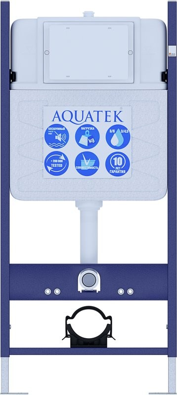 Комплект Унитаз подвесной AQUATEK Каир AQ1170-00 безободковый, с микролифтом + Инсталляция Eco Standard INS-0000014 + Комплект креплений KKI-0000002 + Кнопка KDI-0000017 матовая черная