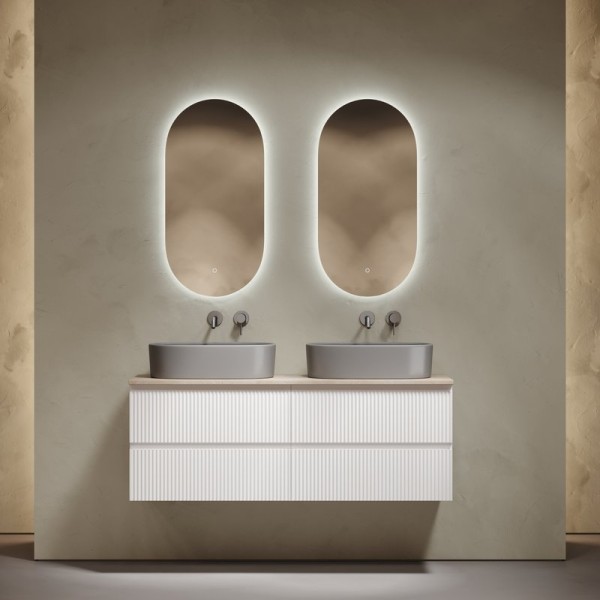 Мебель для ванной комнаты Sancos Snob R 140 bianco, столешница бежевая TT140A2, раковина CN6048MH