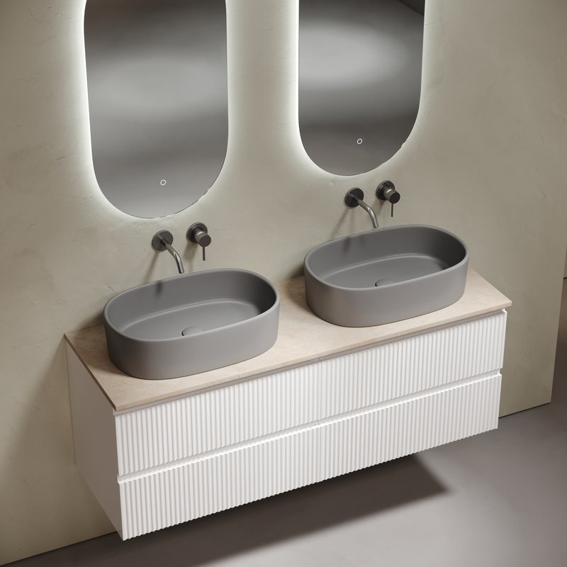 Мебель для ванной комнаты Sancos Snob R 140 bianco, столешница бежевая TT140A2, раковина CN6048MH