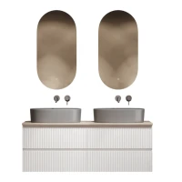Мебель для ванной комнаты Sancos Snob R 140 bianco, столешница бежевая TT140A2, раковина CN6048MH