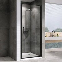 Душевая дверь в нишу Abber Sonnenstrand AG04080B 80 см, профиль черный, стекло прозрачное