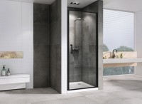 Душевая дверь в нишу Abber Sonnenstrand AG04080B 80 см, профиль черный, стекло прозрачное