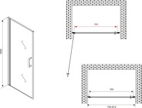 Душевая дверь в нишу Abber Sonnenstrand AG04080B 80 см, профиль черный, стекло прозрачное