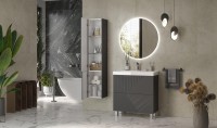 Тумба с раковиной Velvex Edge 80.2Y напольная, графит