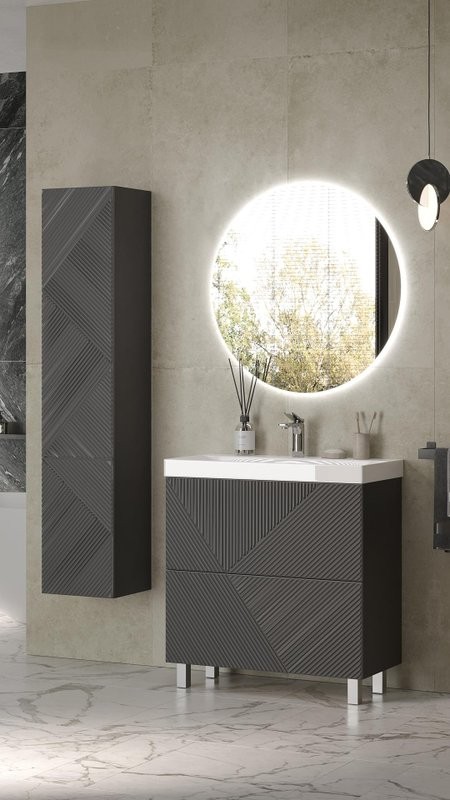 Тумба с раковиной Velvex Edge 80.2Y напольная, графит