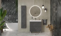 Тумба с раковиной Velvex Edge 80.2Y напольная, графит