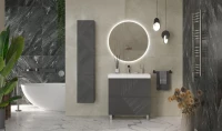 Тумба с раковиной Velvex Edge 80.2Y напольная, графит