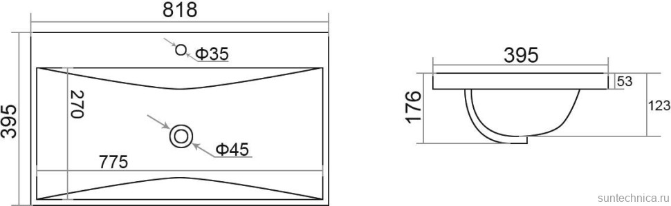 Тумба с раковиной Velvex Edge 80.2Y напольная, графит