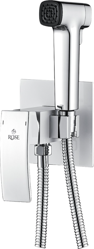 Гигиенический душ Rose R1505F-2 со смесителем, С ВНУТРЕННЕЙ ЧАСТЬЮ, белый,хром