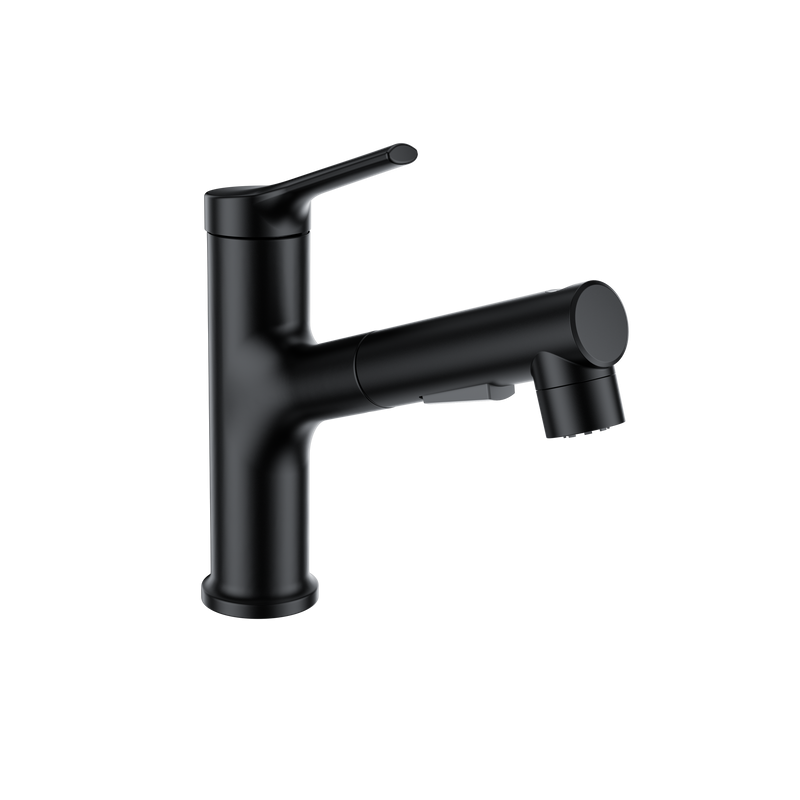 Смеситель для раковины Wonzon & Woghand WW-A40862-MB с выдвижным изливом, черный матовый