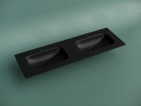 Мебельная раковина Ceramicanova Grace прямоугольная 141см с двумя чашами и отверстиями под смеситель черный матовый CN7022MB