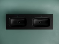 Мебельная раковина Ceramicanova Grace прямоугольная 141см с двумя чашами и отверстиями под смеситель черный матовый CN7022MB