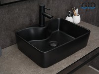 Накладная раковина GID Geometrico Bm9091 48 матовая черная, прямоугольная, фаянс, с 1 отверстием под смеситель