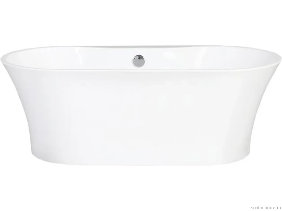 Акриловая ванна BelBagno BB201-1500-800 без опоры 150x80 см, отдельностоящая, белая, овальная, со сливом-переливом