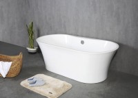 Акриловая ванна BelBagno BB201-1500-800 без опоры 150x80 см, отдельностоящая, белая, овальная, со сливом-переливом