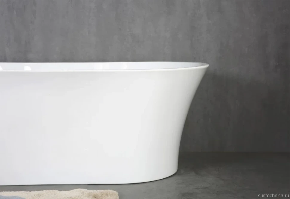 Акриловая ванна BelBagno BB201-1500-800 без опоры 150x80 см, отдельностоящая, белая, овальная, со сливом-переливом