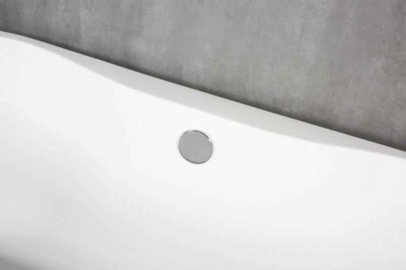 Акриловая ванна BelBagno BB201-1500-800 без опоры 150x80 см, отдельностоящая, белая, овальная, со сливом-переливом