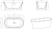 Акриловая ванна BelBagno BB201-1500-800 без опоры 150x80 см, отдельностоящая, белая, овальная, со сливом-переливом