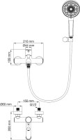 Смеситель для ванны с душем Wonzon & Woghand WW-88037073-MB матовый черный
