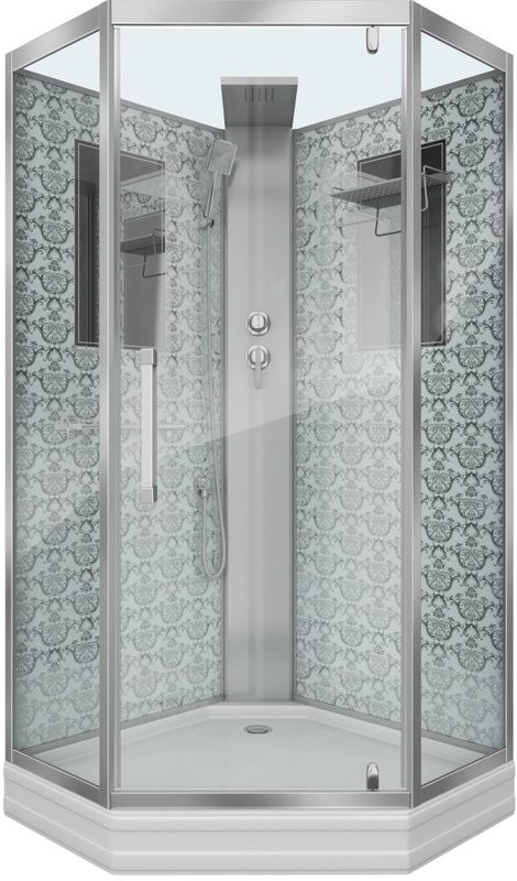 Душевая кабина Niagara Luxe NG-7799WBK 90х90x210 серебро, с низким поддоном, без крыши