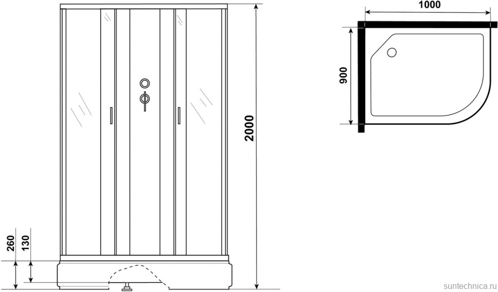 Душевая кабина Niagara Classic NG-33094-14LBK 100х90 см, без крыши