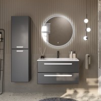 Тумба с раковиной Cezares Eco 90 2 ящика, ручки сатин, grafito