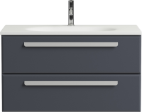 Тумба с раковиной Cezares Eco 90 2 ящика, ручки сатин, grafito