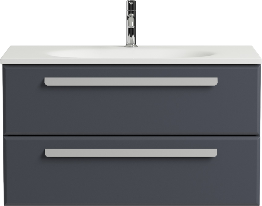 Тумба с раковиной Cezares Eco 90 2 ящика, ручки сатин, grafito
