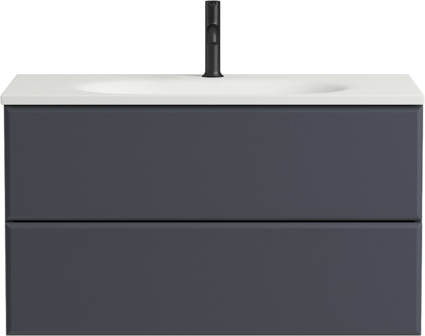 Тумба с раковиной Cezares Eco 90 2 ящика, ручки сатин, grafito