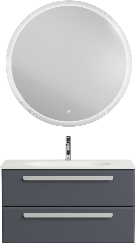 Тумба с раковиной Cezares Eco 90 2 ящика, ручки сатин, grafito