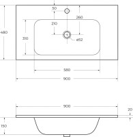 Тумба с раковиной Cezares Eco 90 2 ящика, ручки сатин, grafito