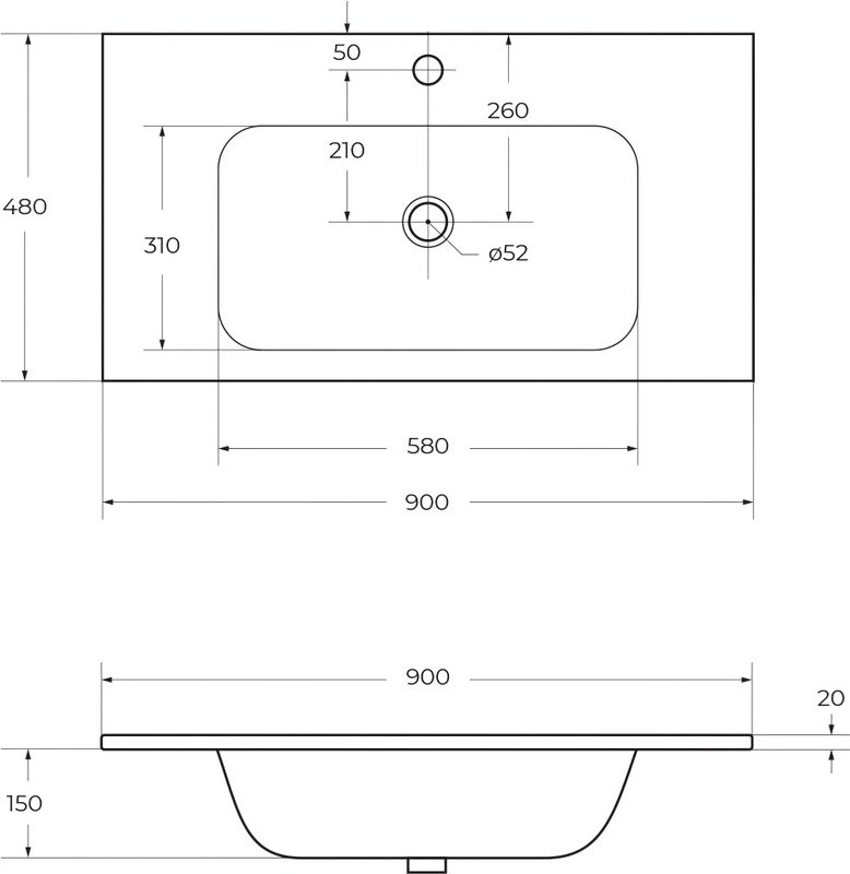 Тумба с раковиной Cezares Eco 90 2 ящика, ручки сатин, grafito