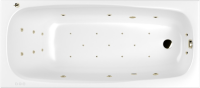 Акриловая ванна WHITECROSS Layla Slim ULTRA 180x80 см, встраиваемая, с гидромассажем, белая, с каркасом, со сливом-переливом, фурнитура бронза
