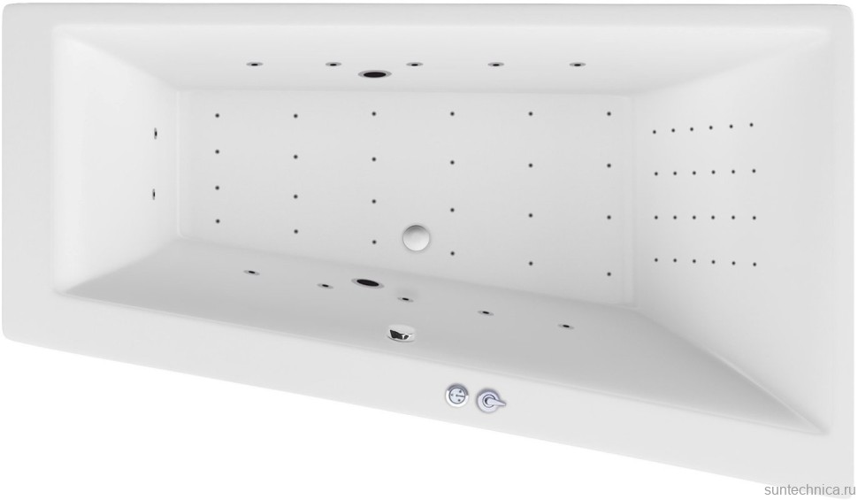 Акриловая ванна Excellent Sfera Sfera WAEX.SFP17.NANO 170x100 см, угловая, правая, встраиваемая, с гидромассажем, белая, асимметричная, со сливом-переливом