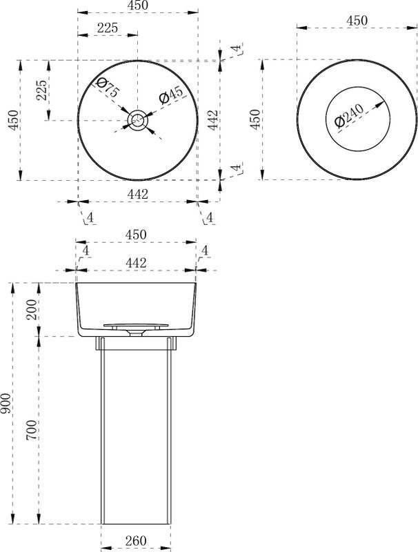 Раковина напольная Abber Kristall AT2702Emerald 45 глянцевая зеленая, круглая, моноблок