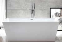 Акриловая ванна Abber AB9224-1.5 150x80 см, отдельностоящая, белая, с каркасом, со сливом-переливом