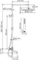 Душевая стойка Wasserkraft Elbe 7400 A288.160.217.BM Thermo с термостатом, черная