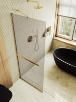 Душевая перегородка Maybahglass MGD-733-3у 89 см, профиль золото, стекло бронза