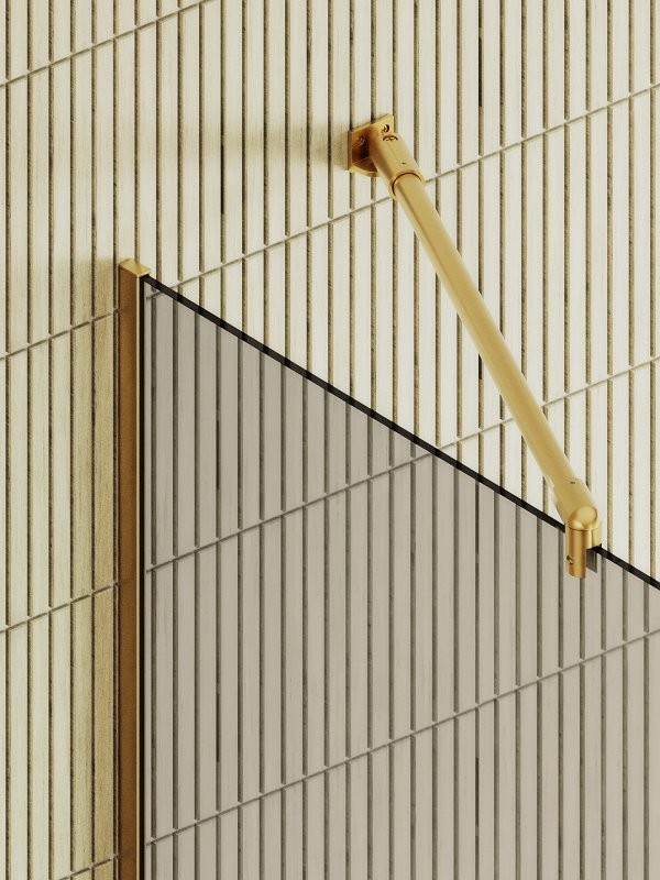 Душевая перегородка Maybahglass MGD-733-3у 89 см, профиль золото, стекло бронза