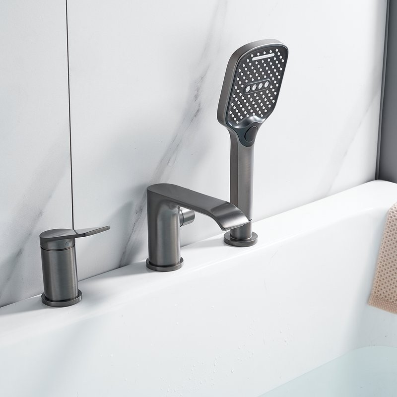 Смеситель на борт ванны Shevanik S4112T оружейная сталь